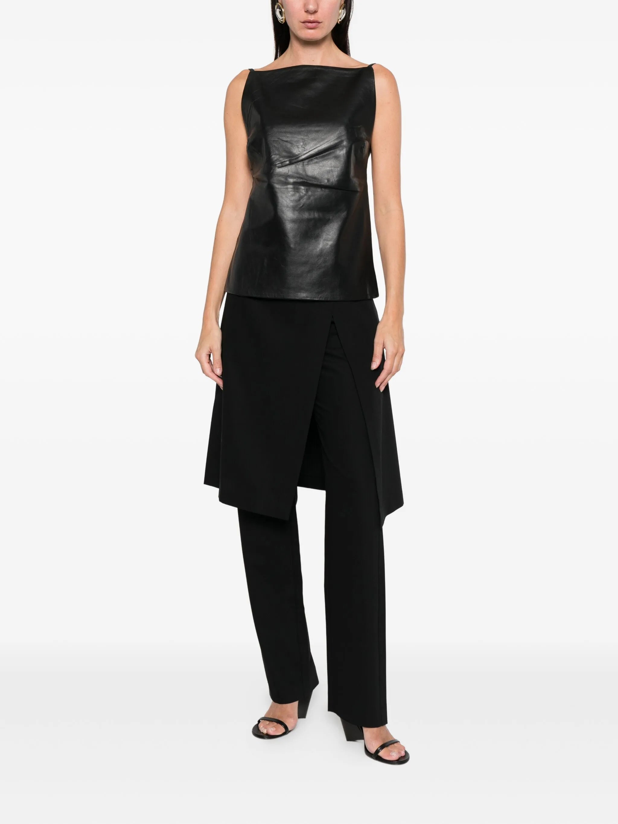 square-neck leather top