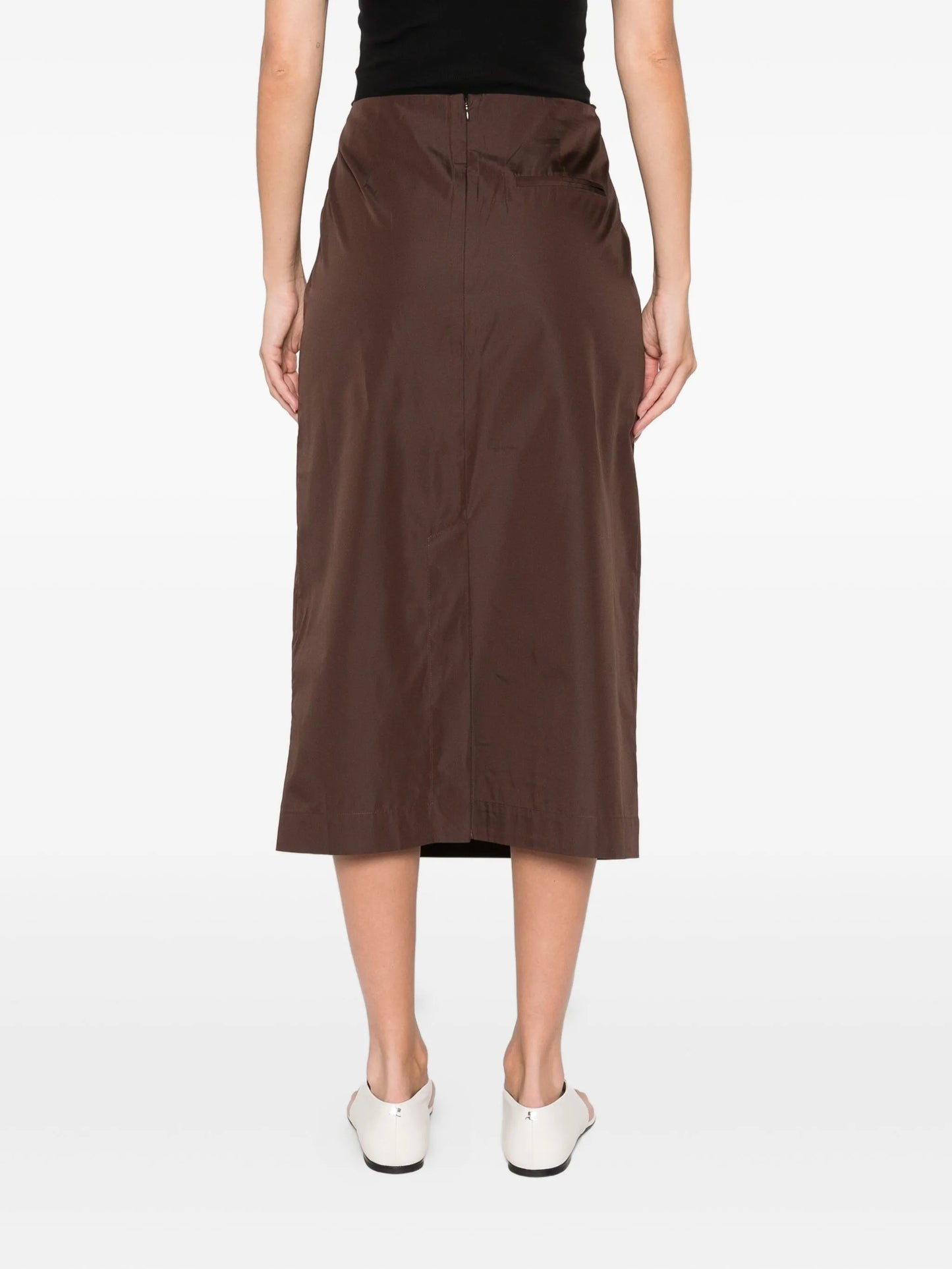 rear-slit midi skirt