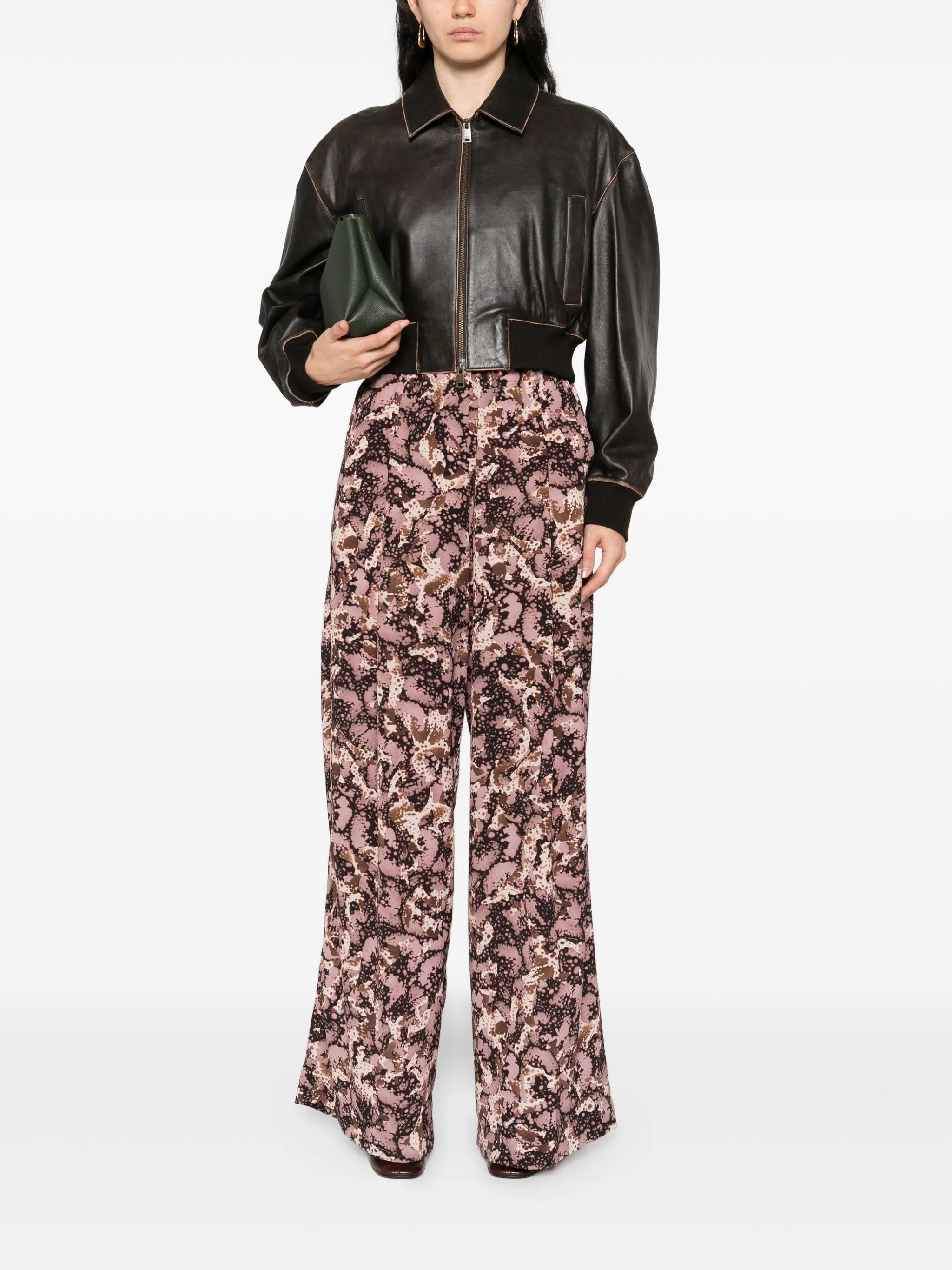 Desy cropped zip-front leather jacket
