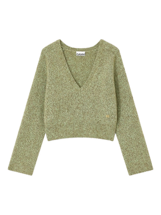 brushed V-neck sweater