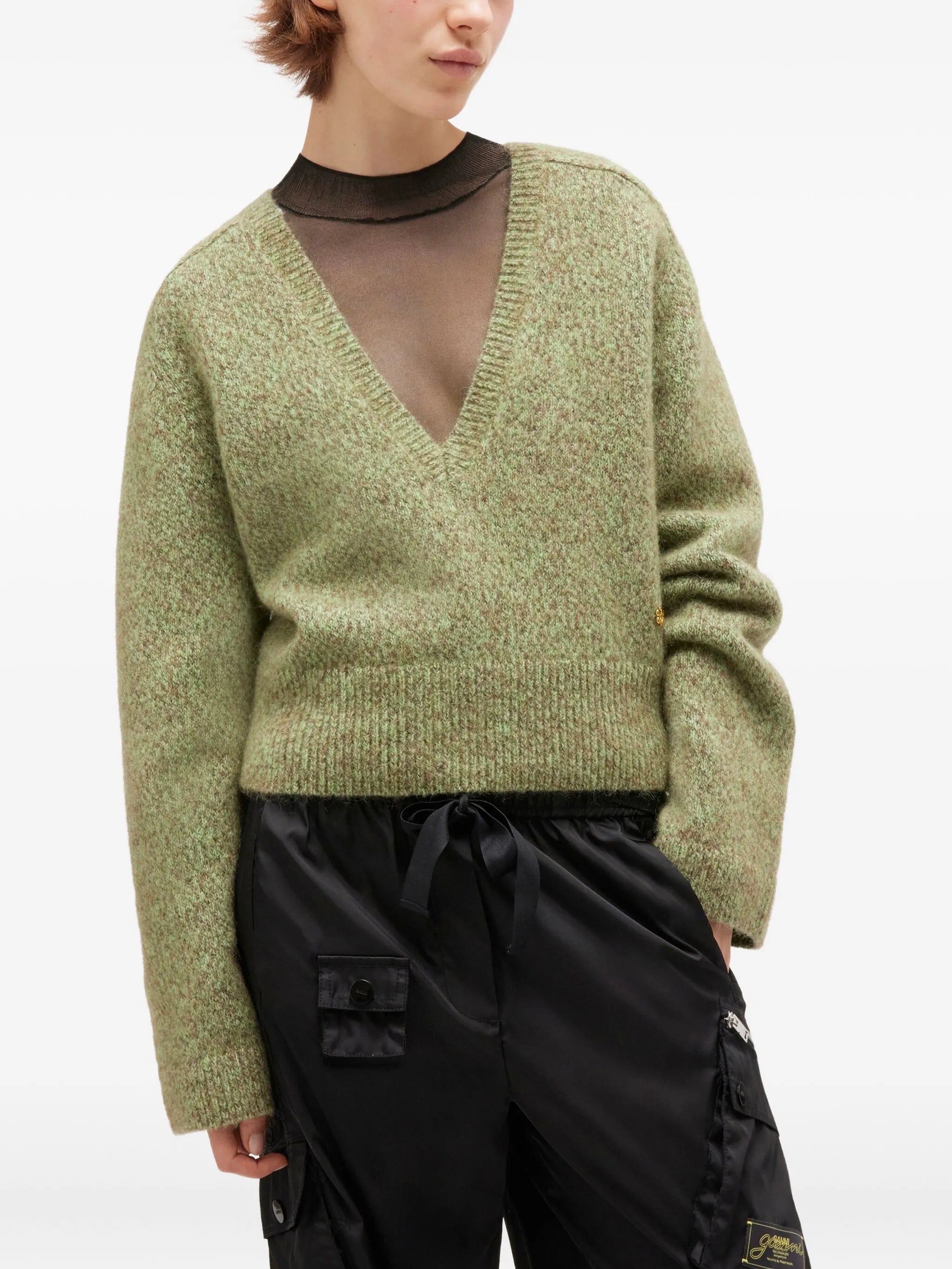 brushed V-neck sweater