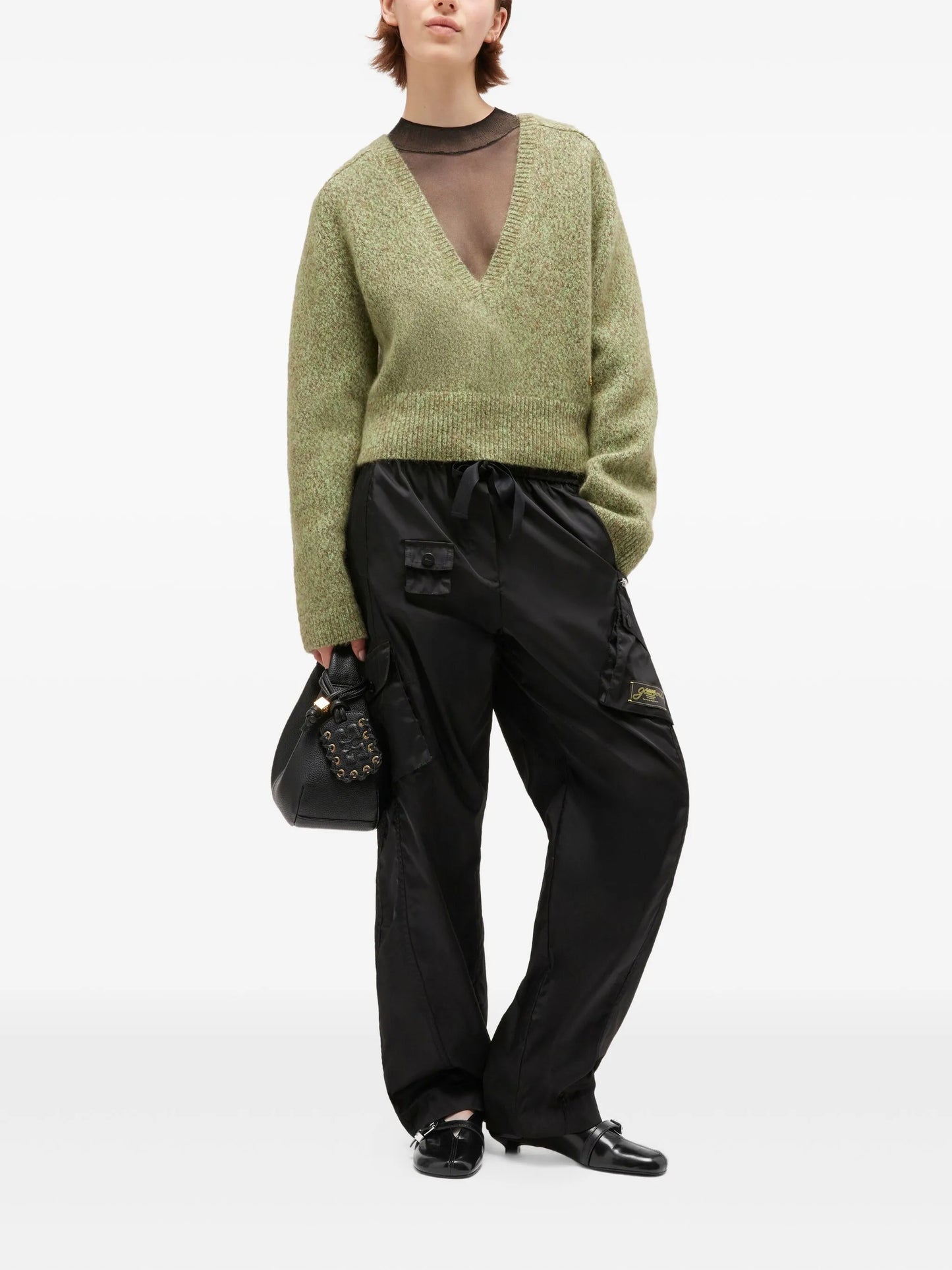 brushed V-neck sweater