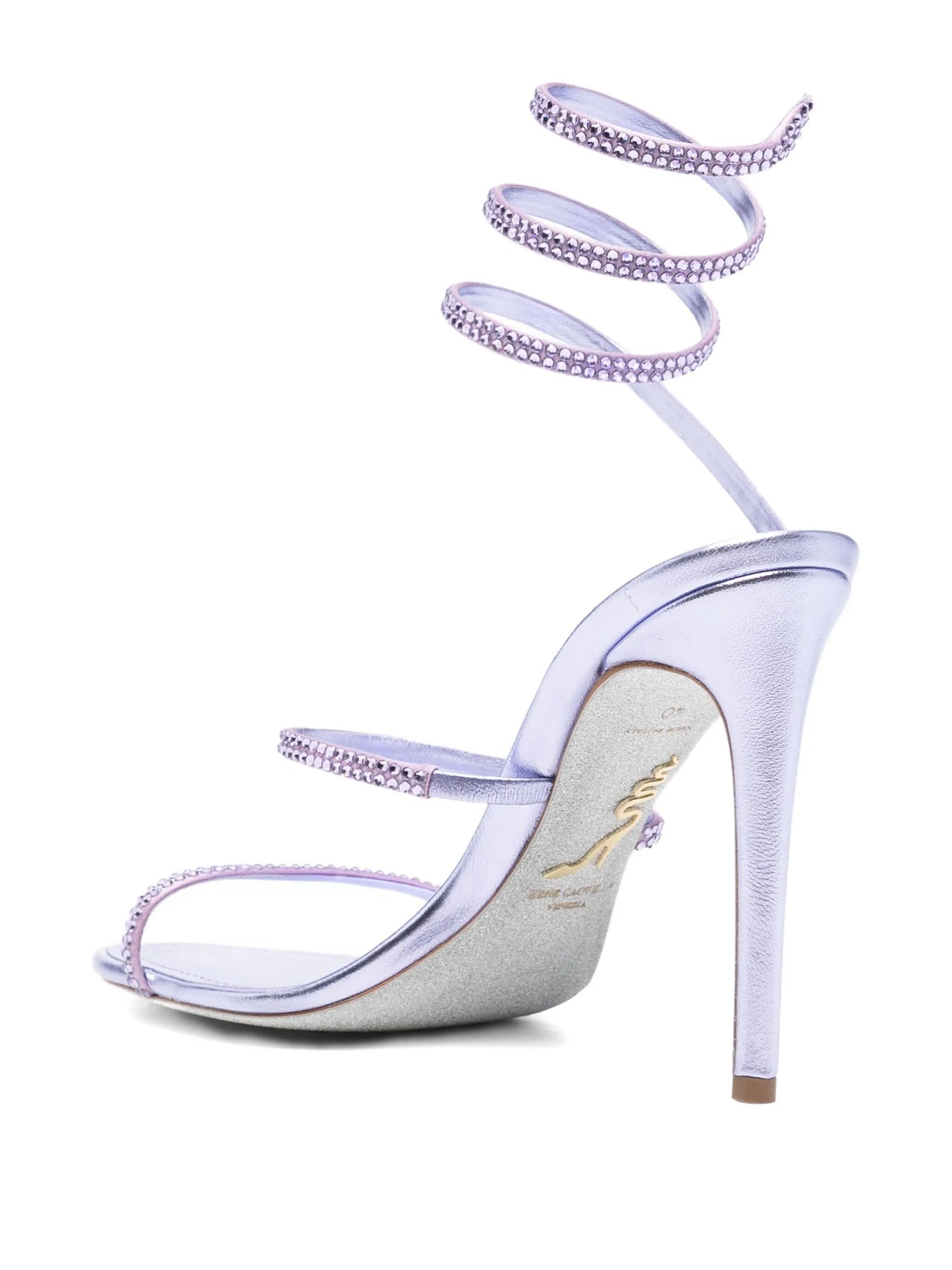 115mm crystal ankle wrap heeled sandals