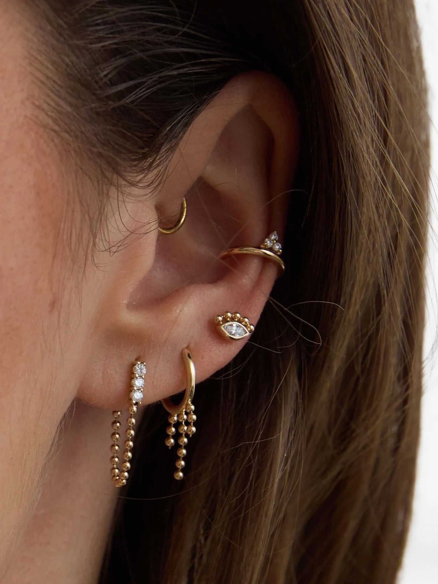 14CT yellow gold ball-chain earrings