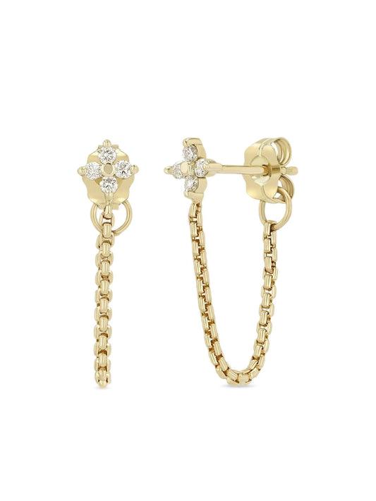14CT Gold Diamond Quad Chain Earrings