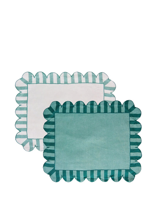 scalloped stripe linen napkins (set of four)