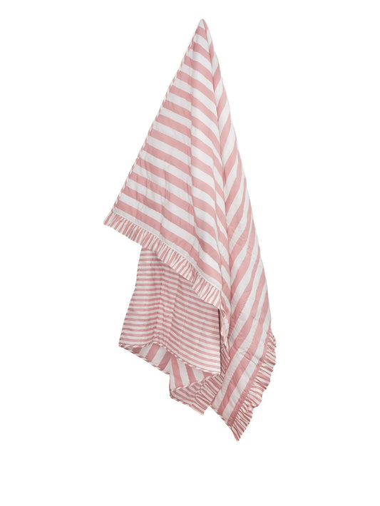 striped ruffled quilt