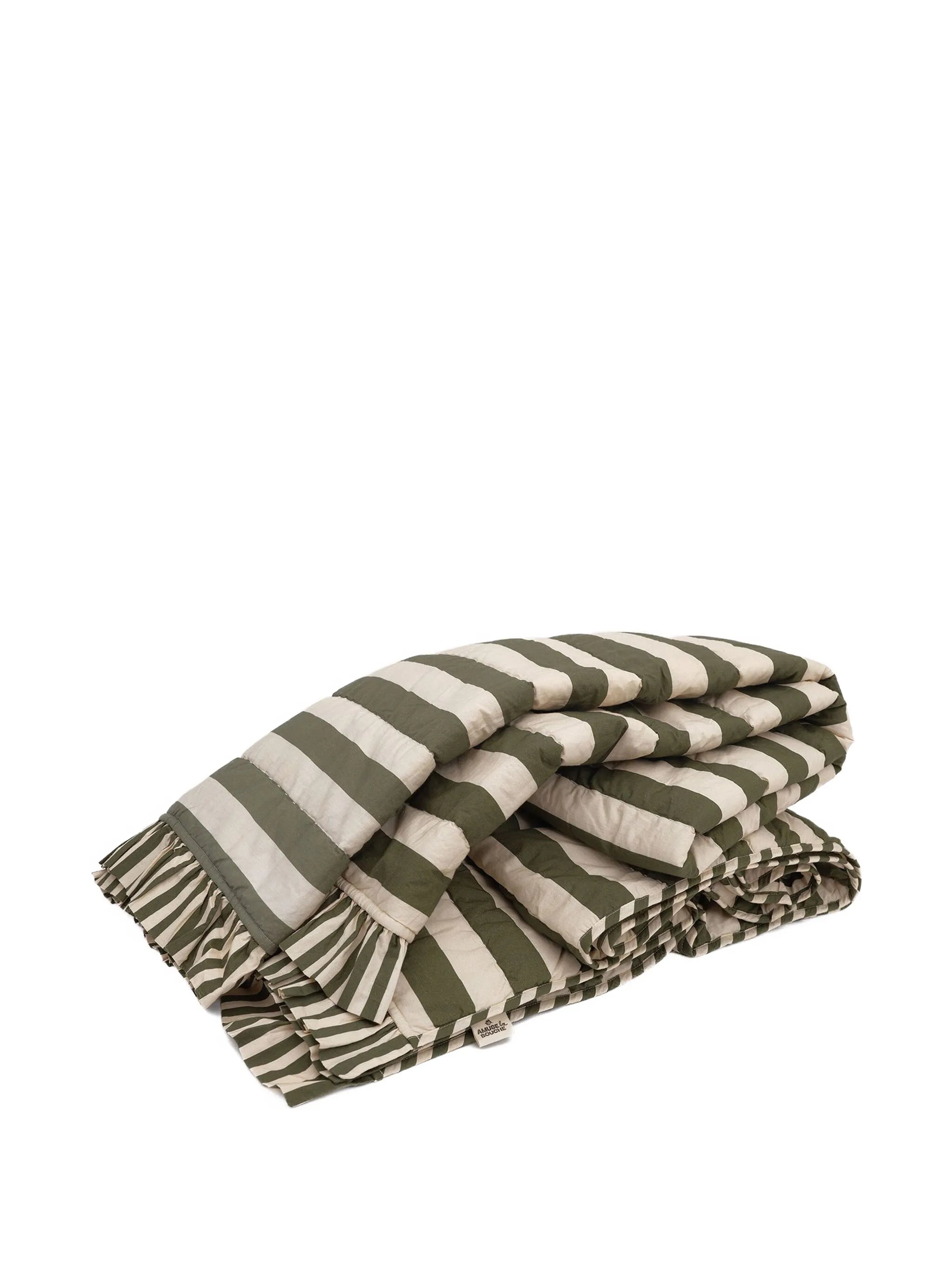 striped ruffled quilt