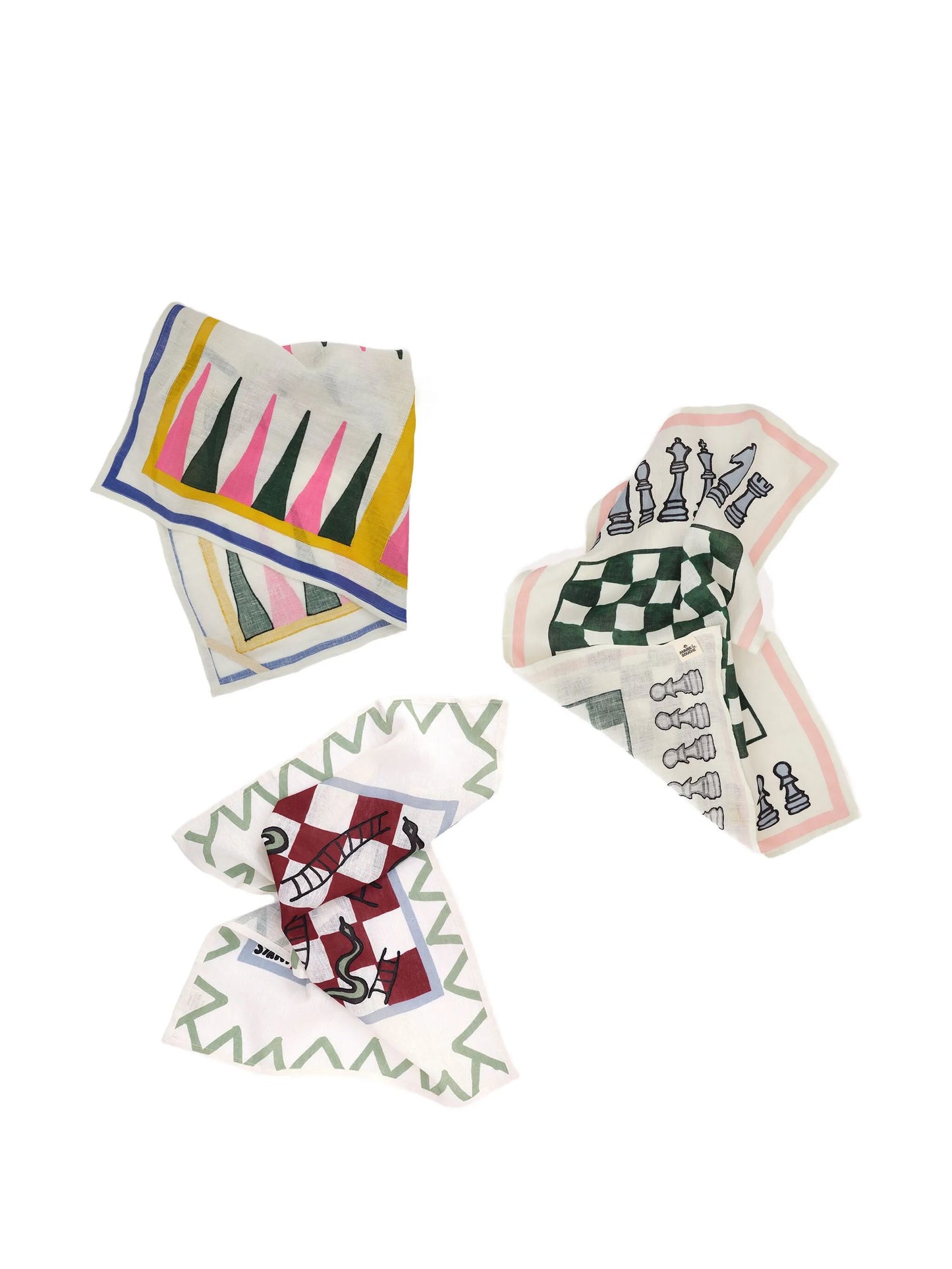 game-print linen tea towels (set of three)