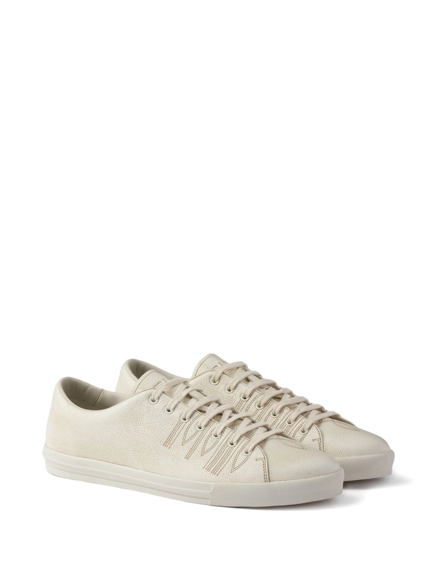 aged-effect leather sneakers
