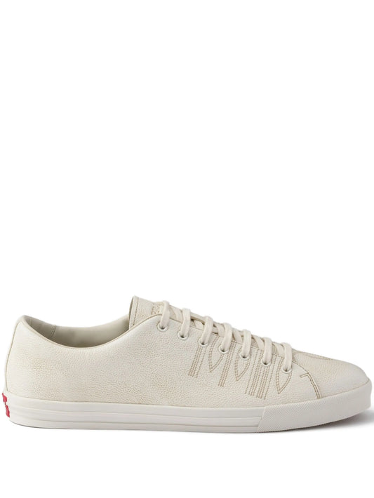 aged-effect leather sneakers