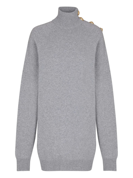 mini high-neck button-embellished dress