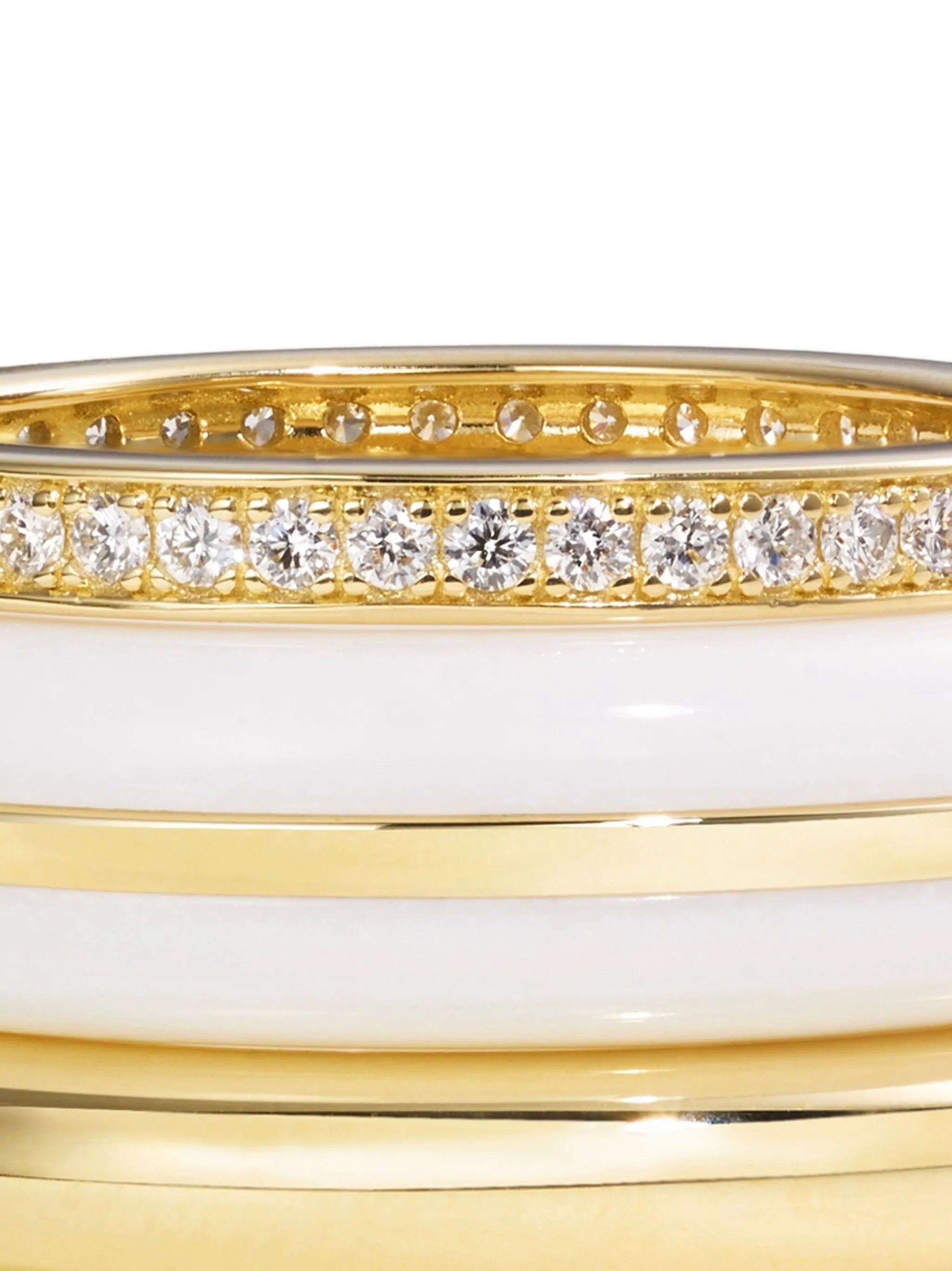 14CT gold diamond and agate stacking rings