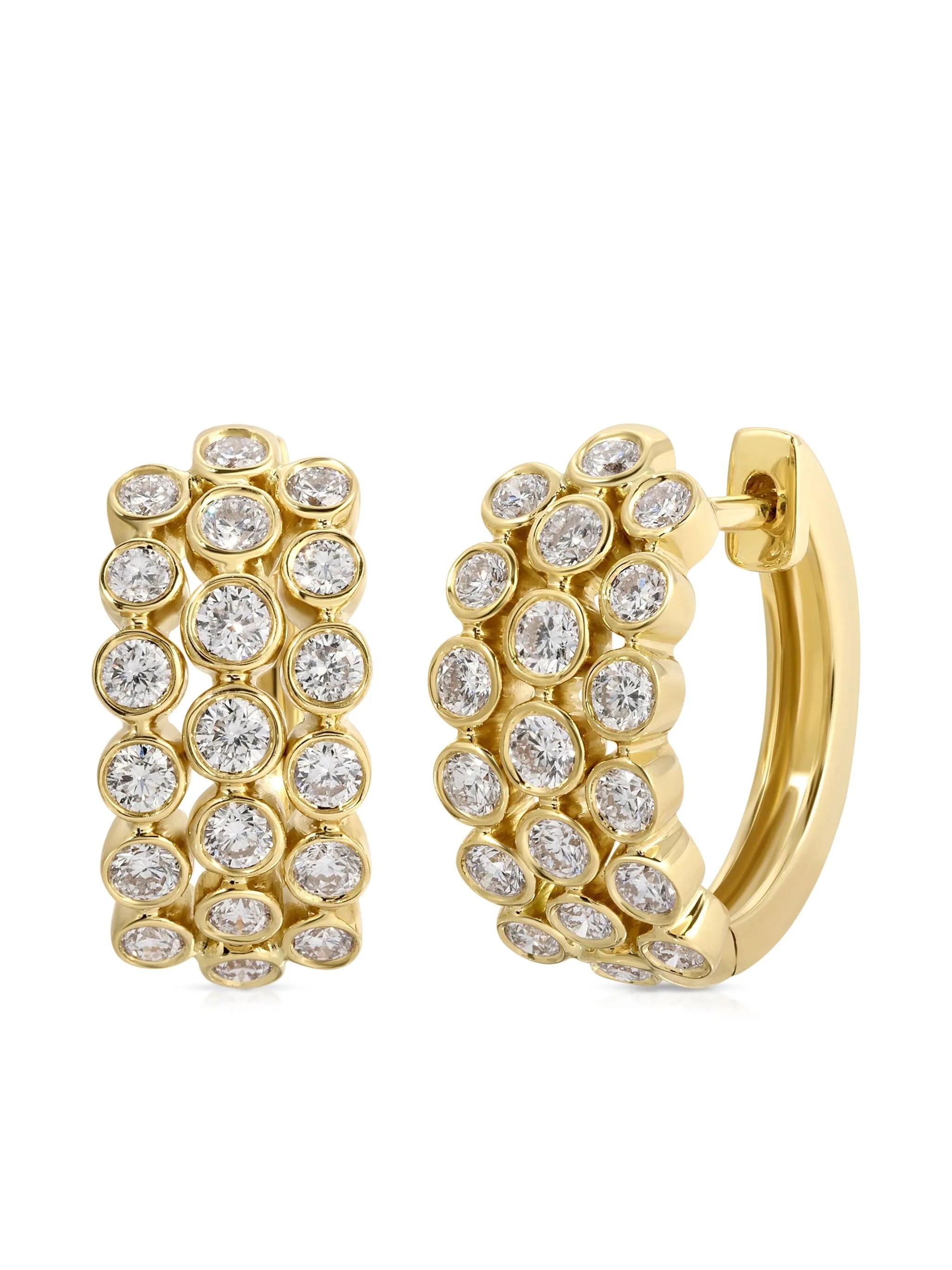 18CT yellow gold diamond huggie earrings