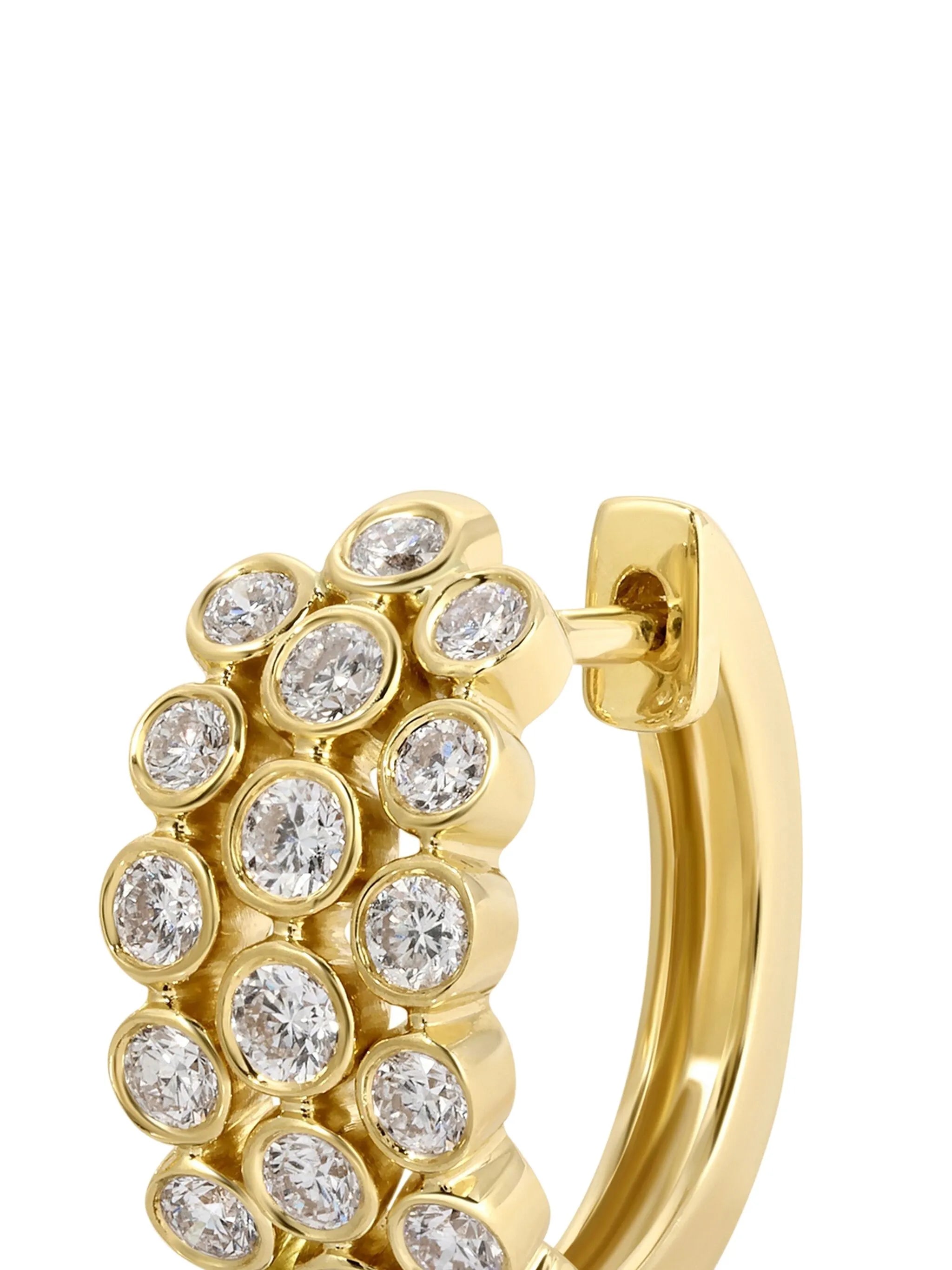18CT yellow gold diamond huggie earrings