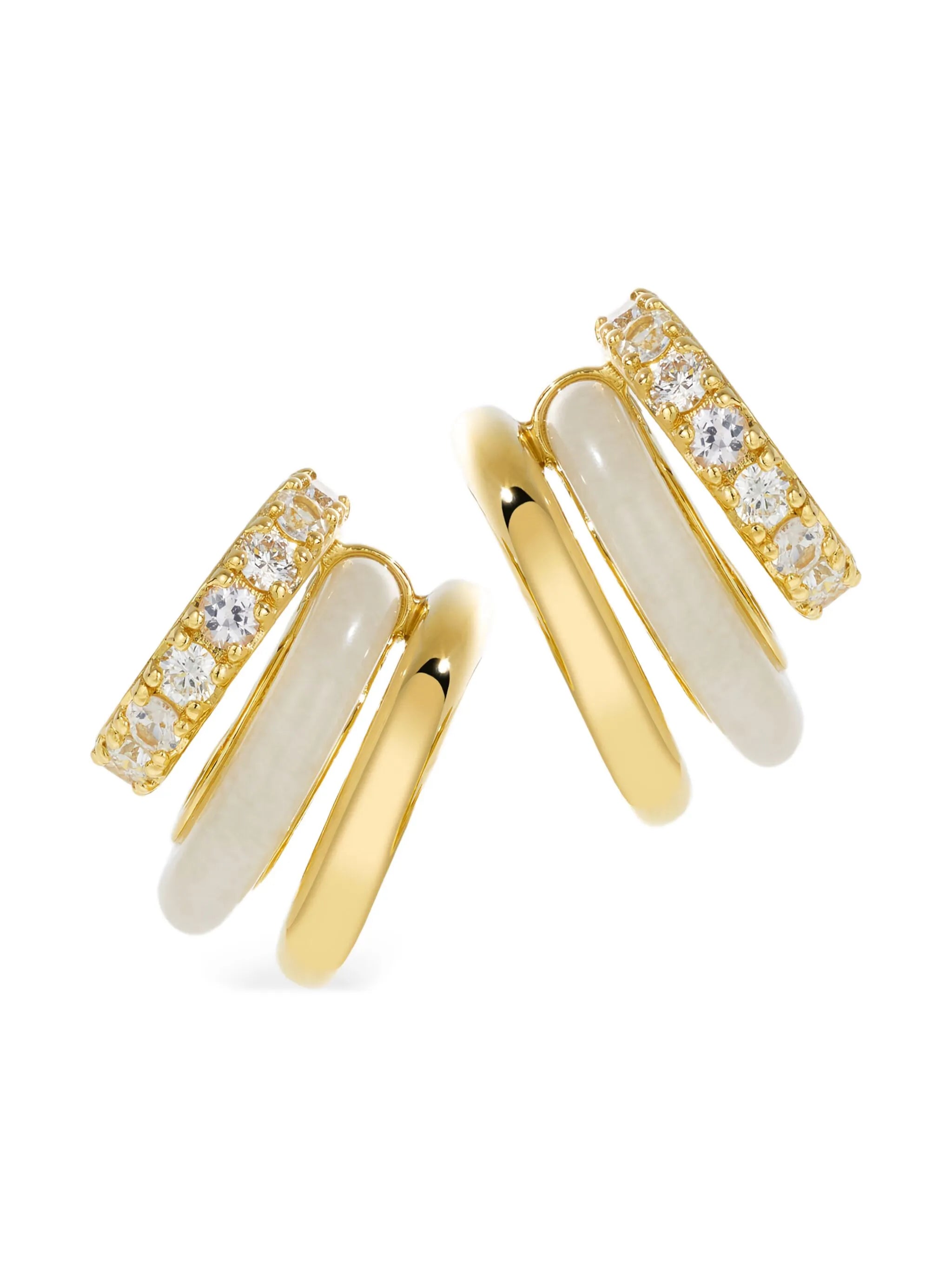 14CT gold diamond and jasper stack earrings