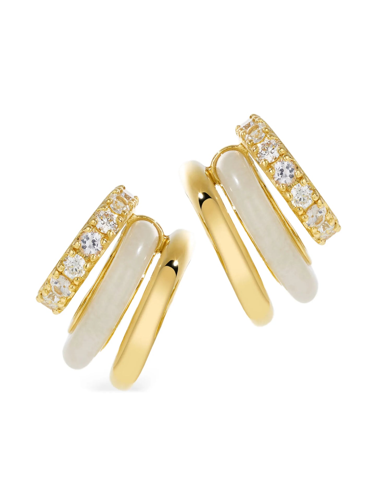 14CT gold diamond and jasper stack earrings