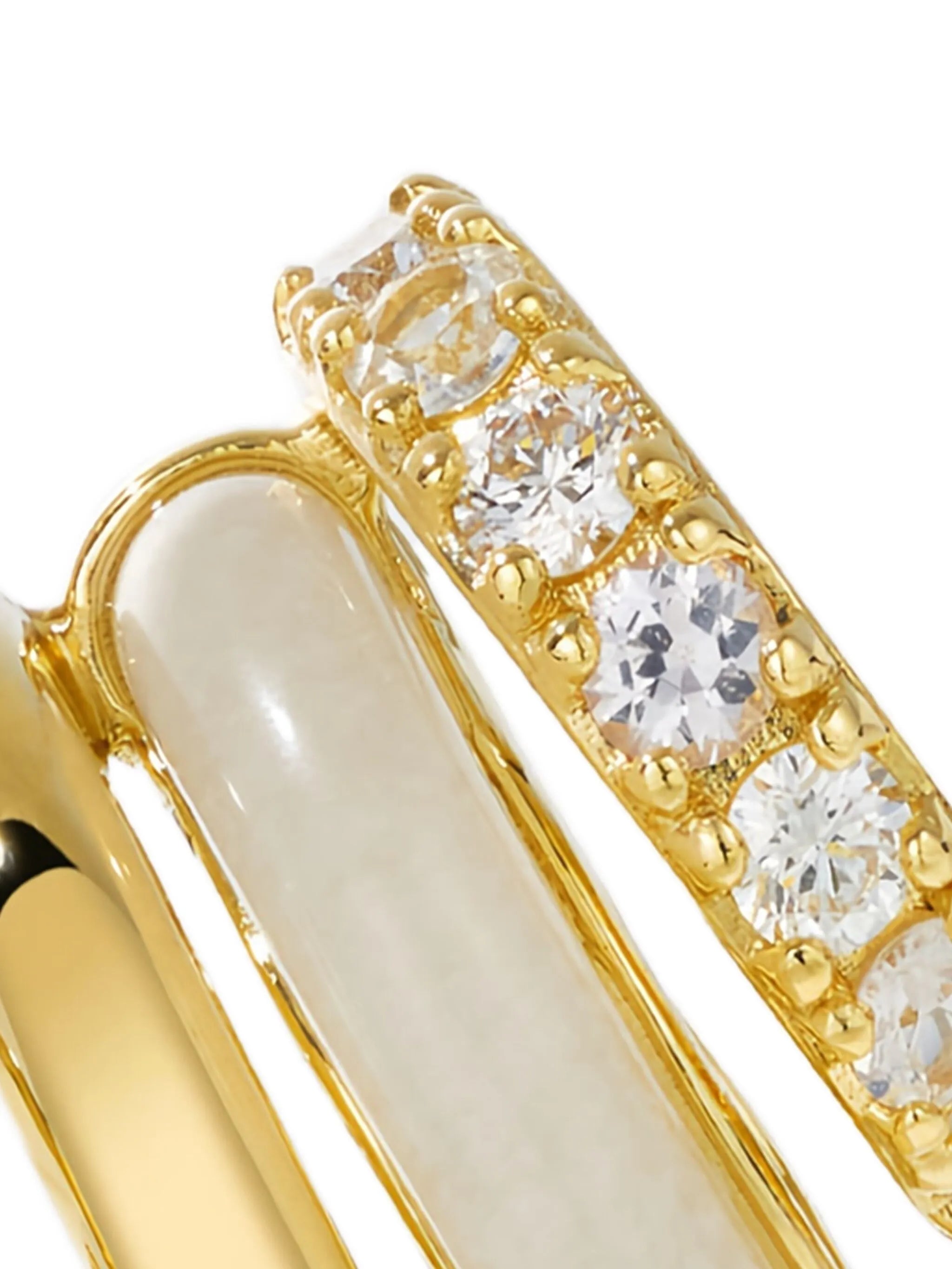 14CT gold diamond and jasper stack earrings
