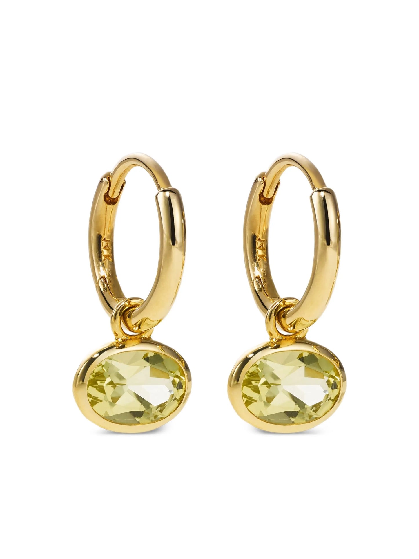14CT gold Orbit quartz hoop earrings