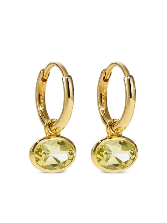 14CT gold Orbit quartz hoop earrings