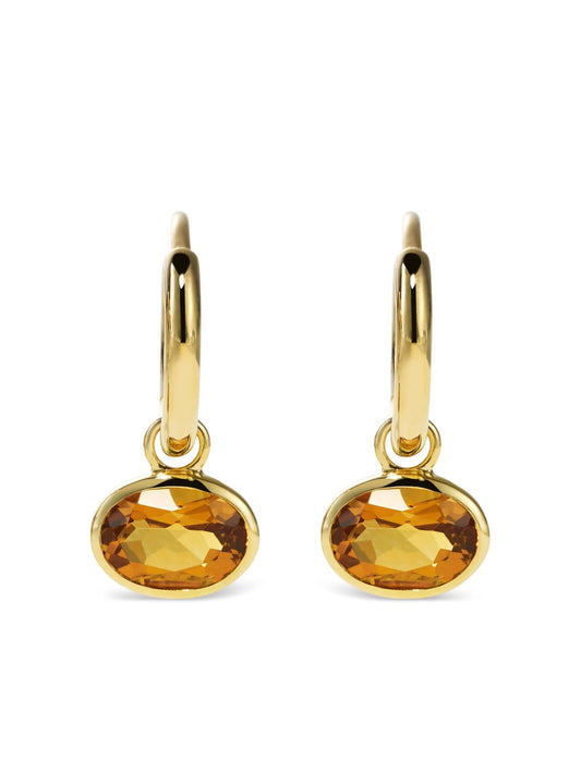 14CT gold Orbit citrine hoop earrings