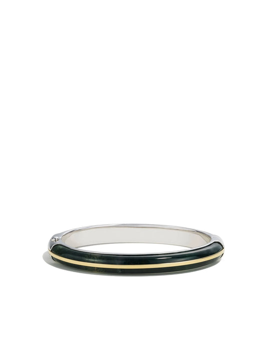 14K gold and sterling silver agate bangle ring