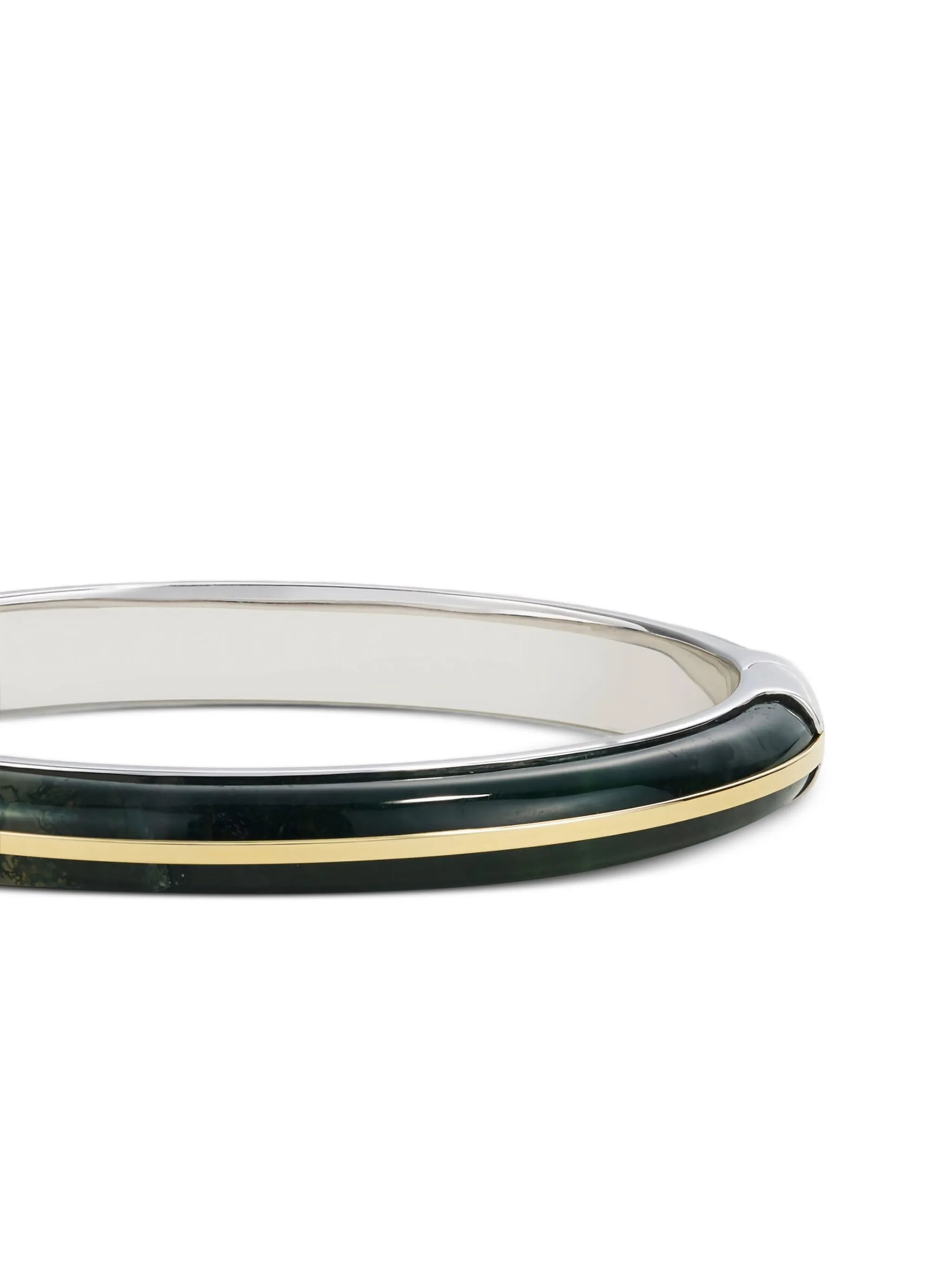 14K gold and sterling silver agate bangle ring