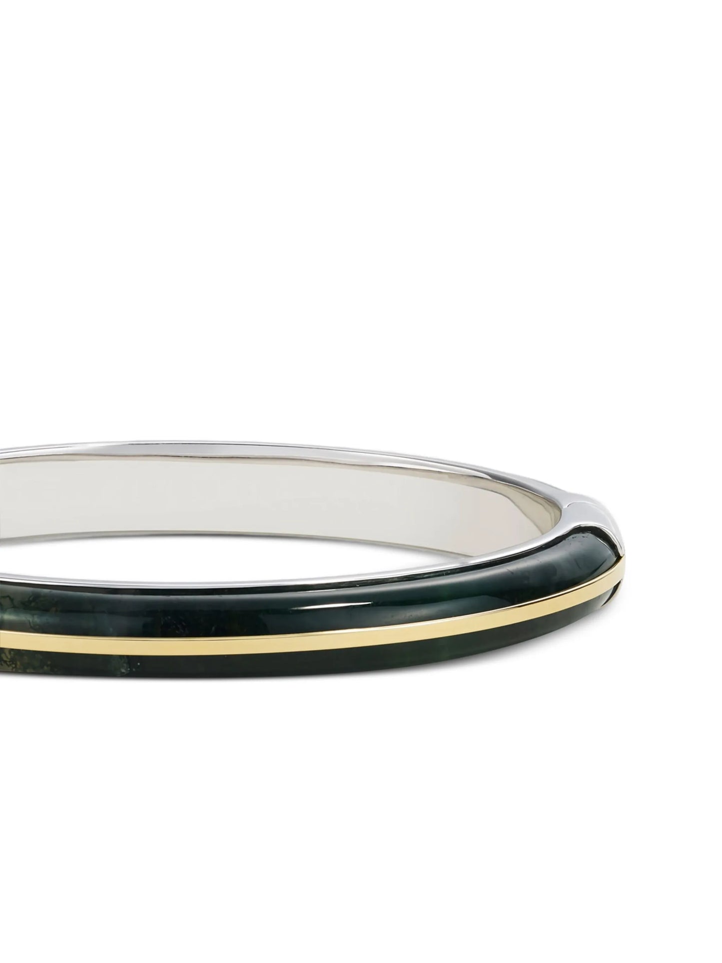 14K gold and sterling silver agate bangle ring