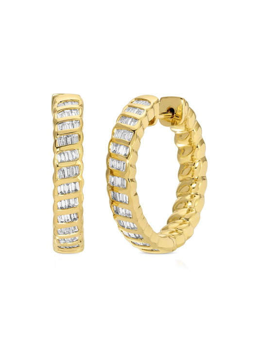 18CT yellow gold Zoe diamond hoops