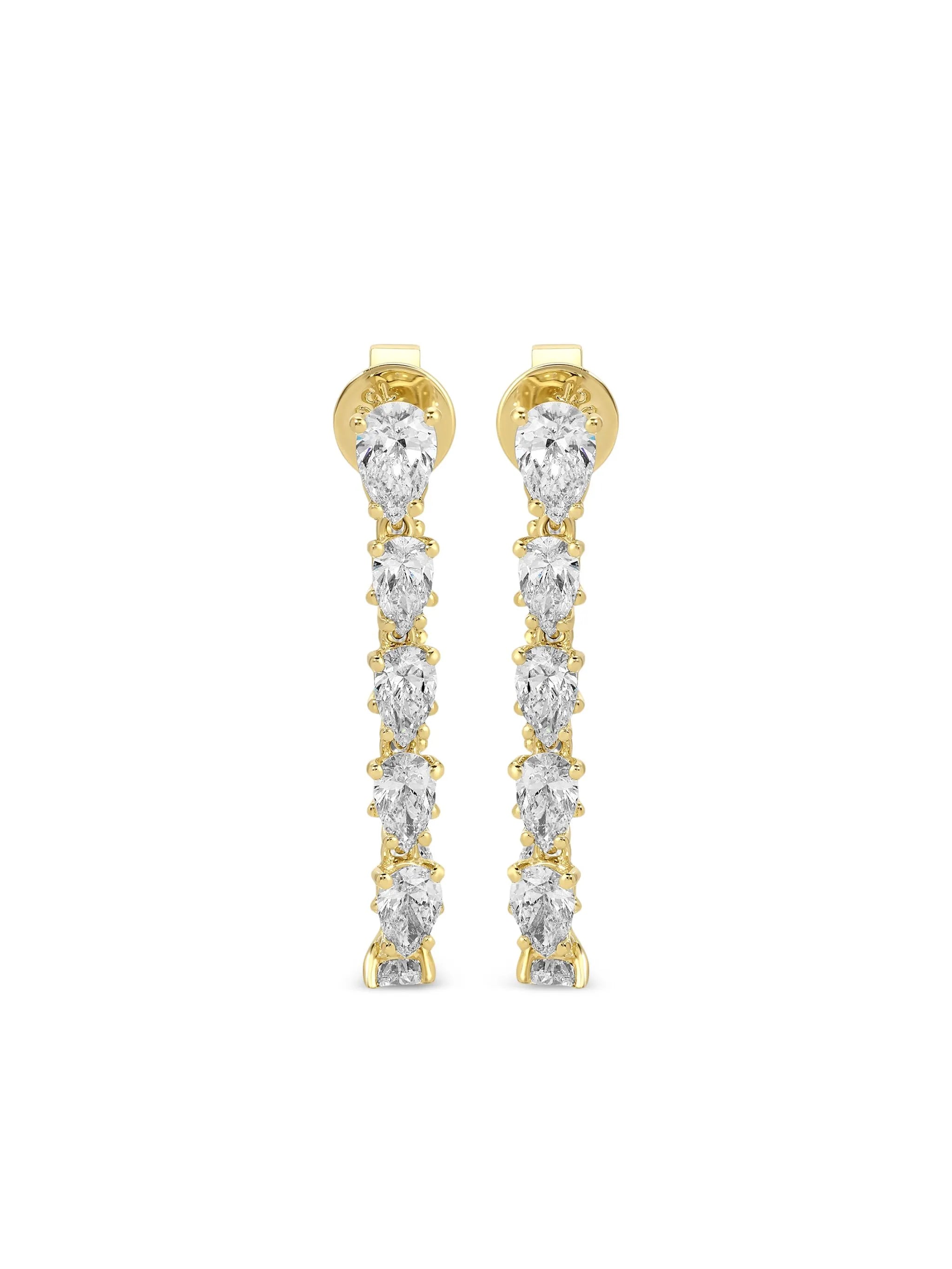 18CT yellow gold Caro diamond drop earrings