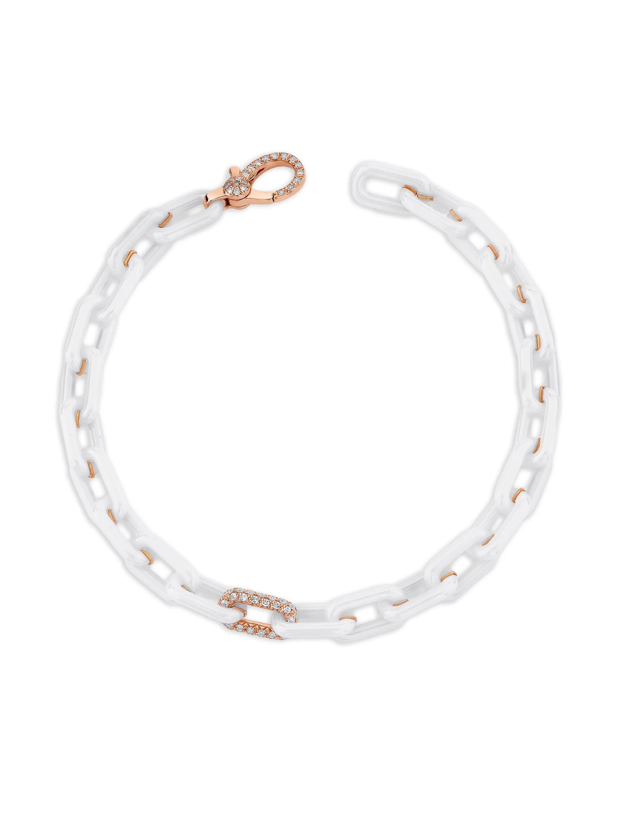 18CT rose gold mini cable-link diamond bracelet