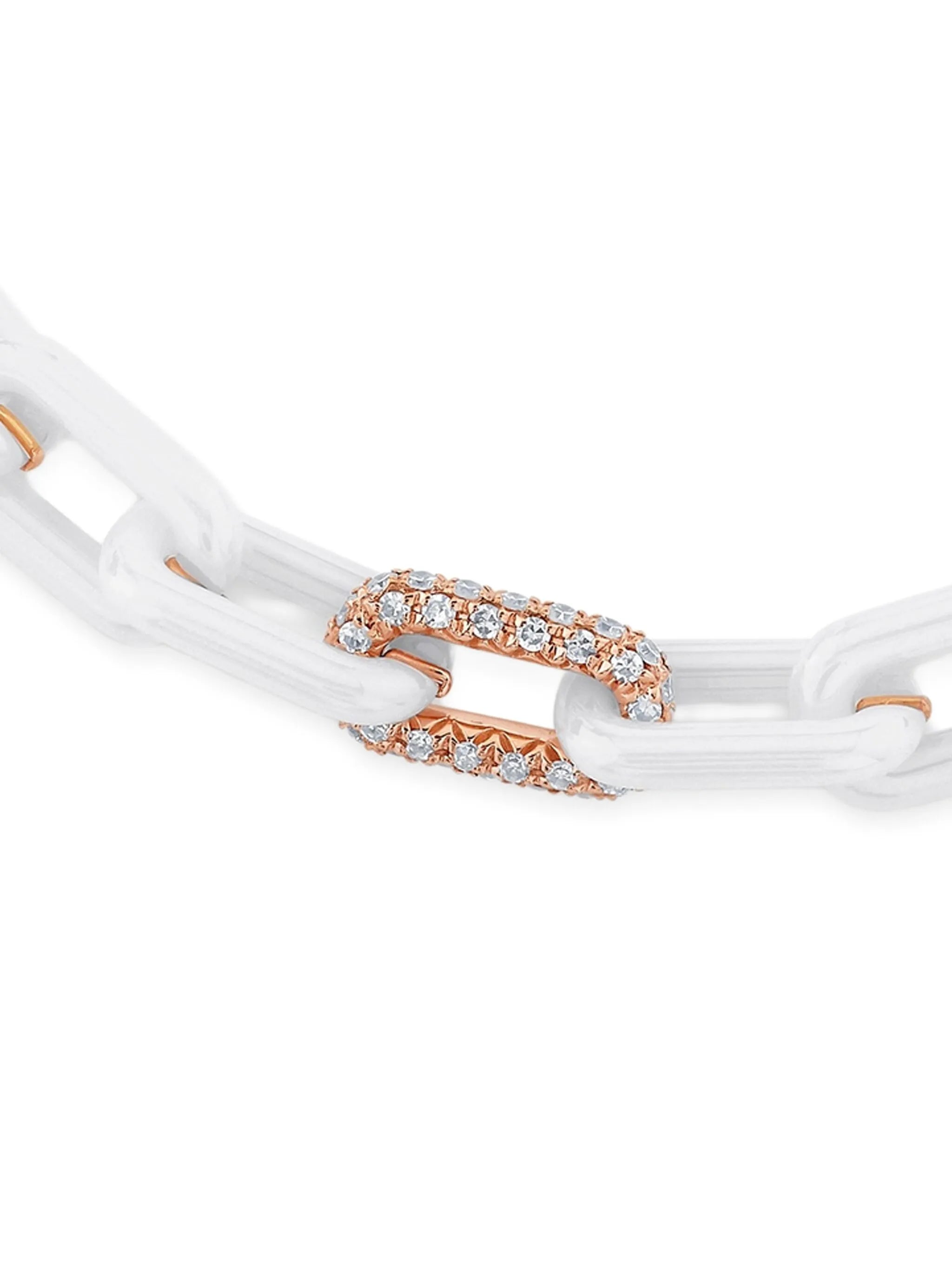 18CT rose gold mini cable-link diamond bracelet
