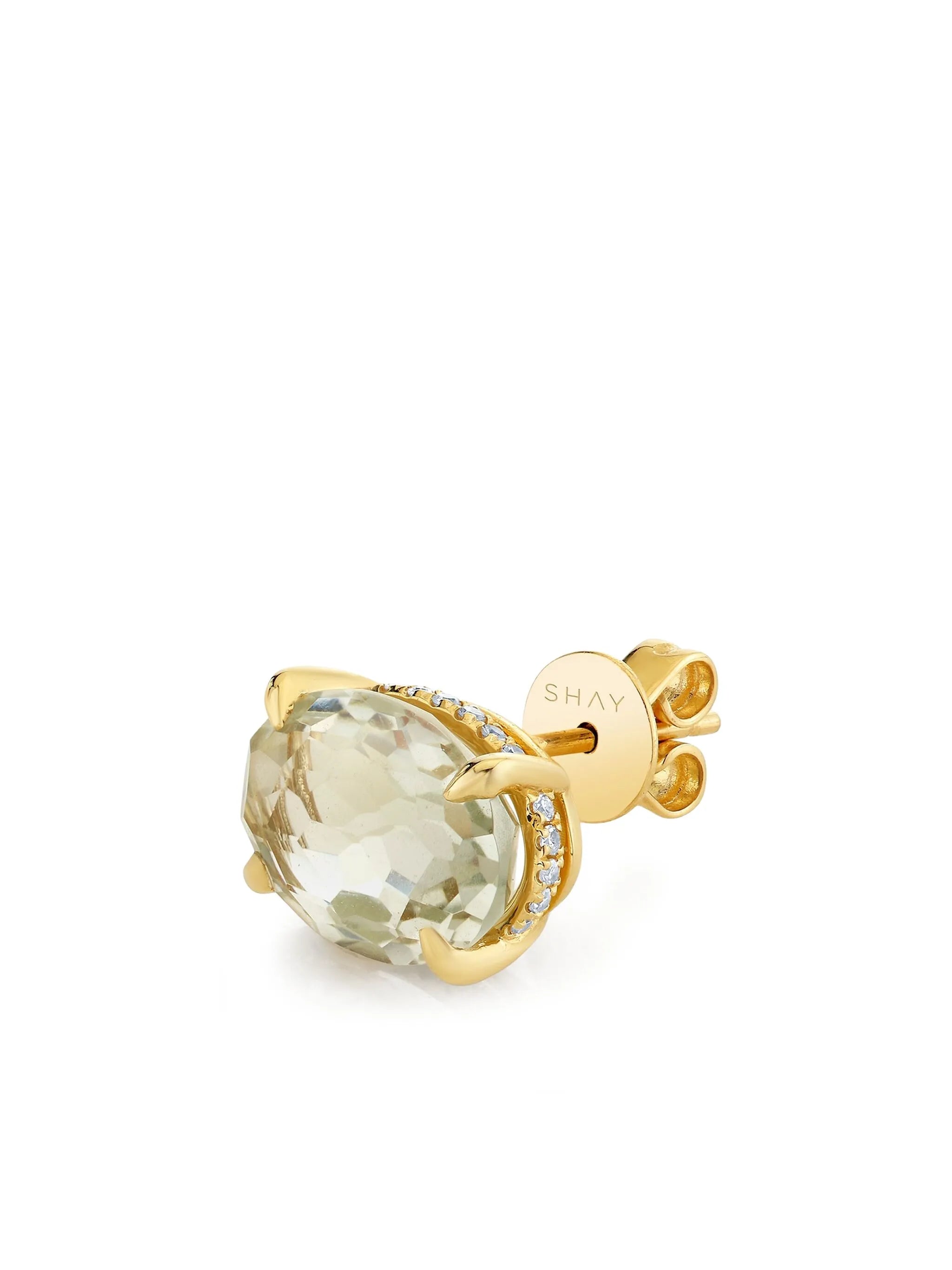 18CT yellow gold amethyst and diamond stud earrings