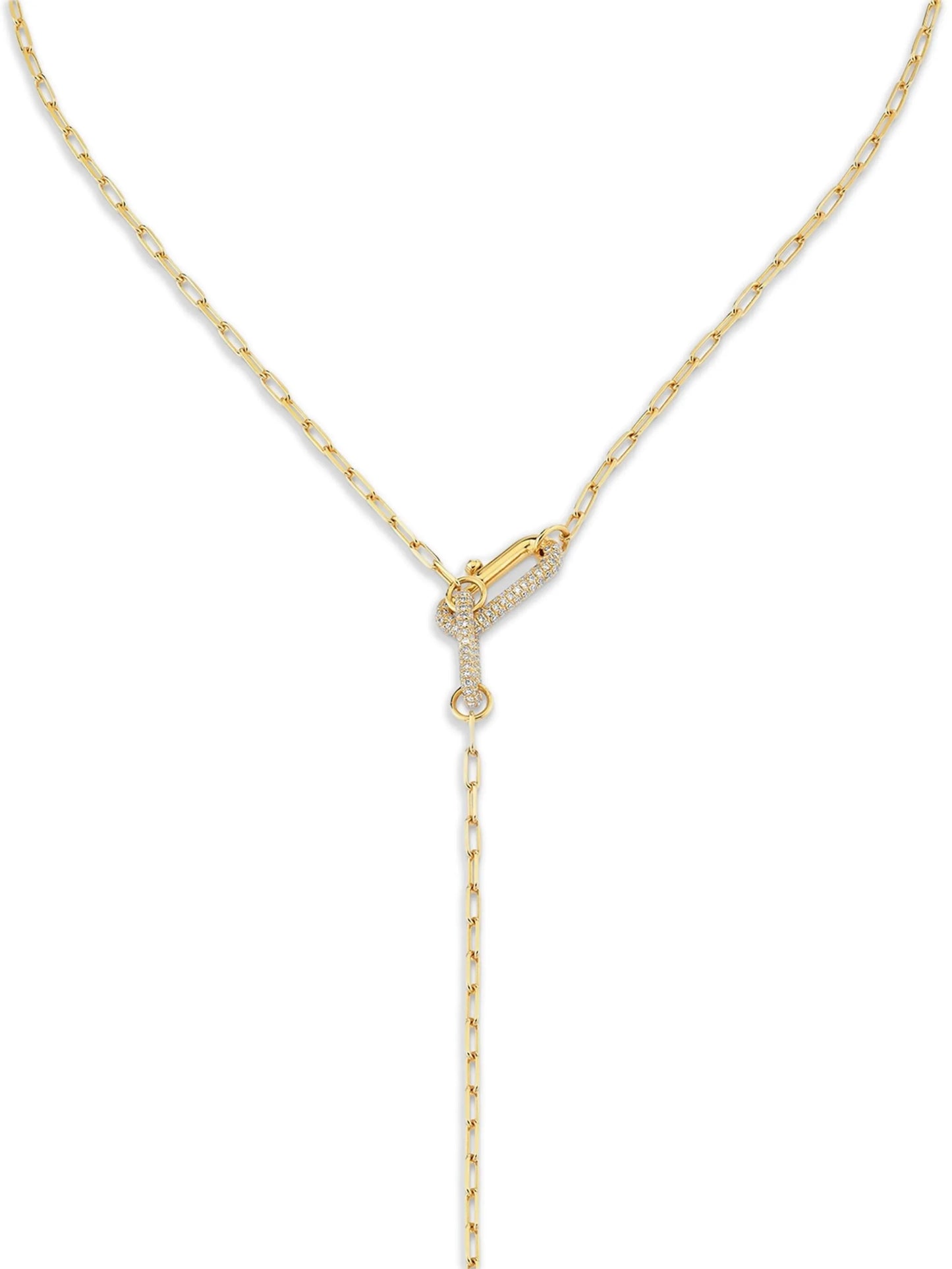 18CT yellow gold diamond lariat necklace