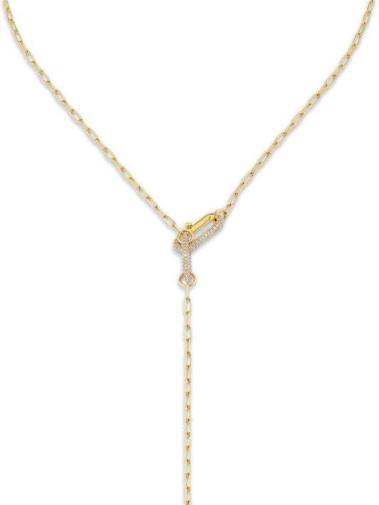 18CT yellow gold diamond lariat necklace