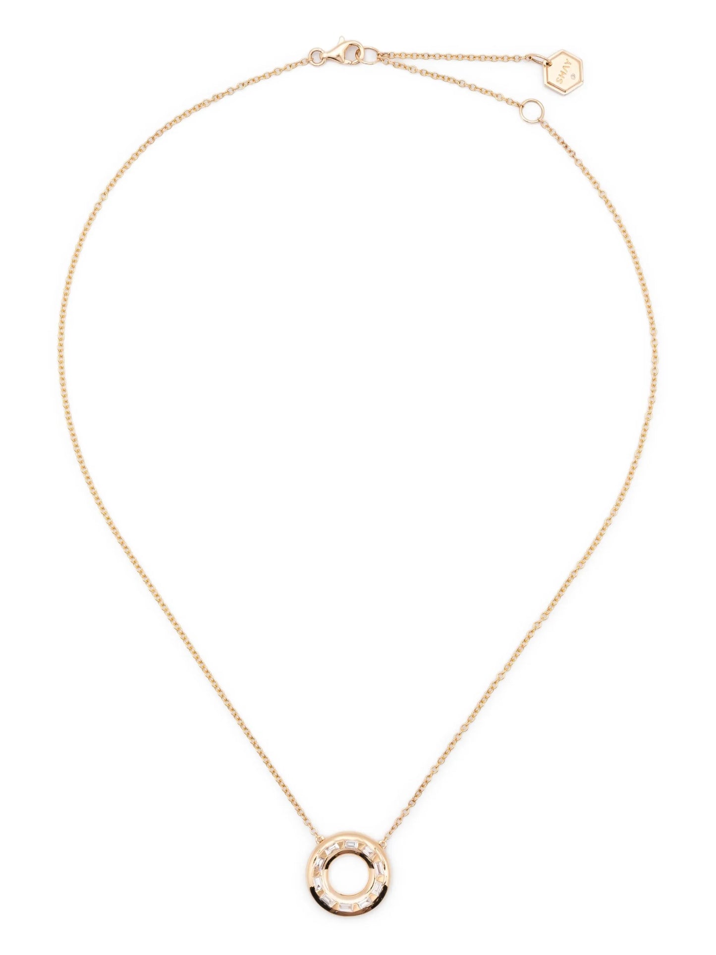 18CT yellow gold diamond and emerald orbit necklace