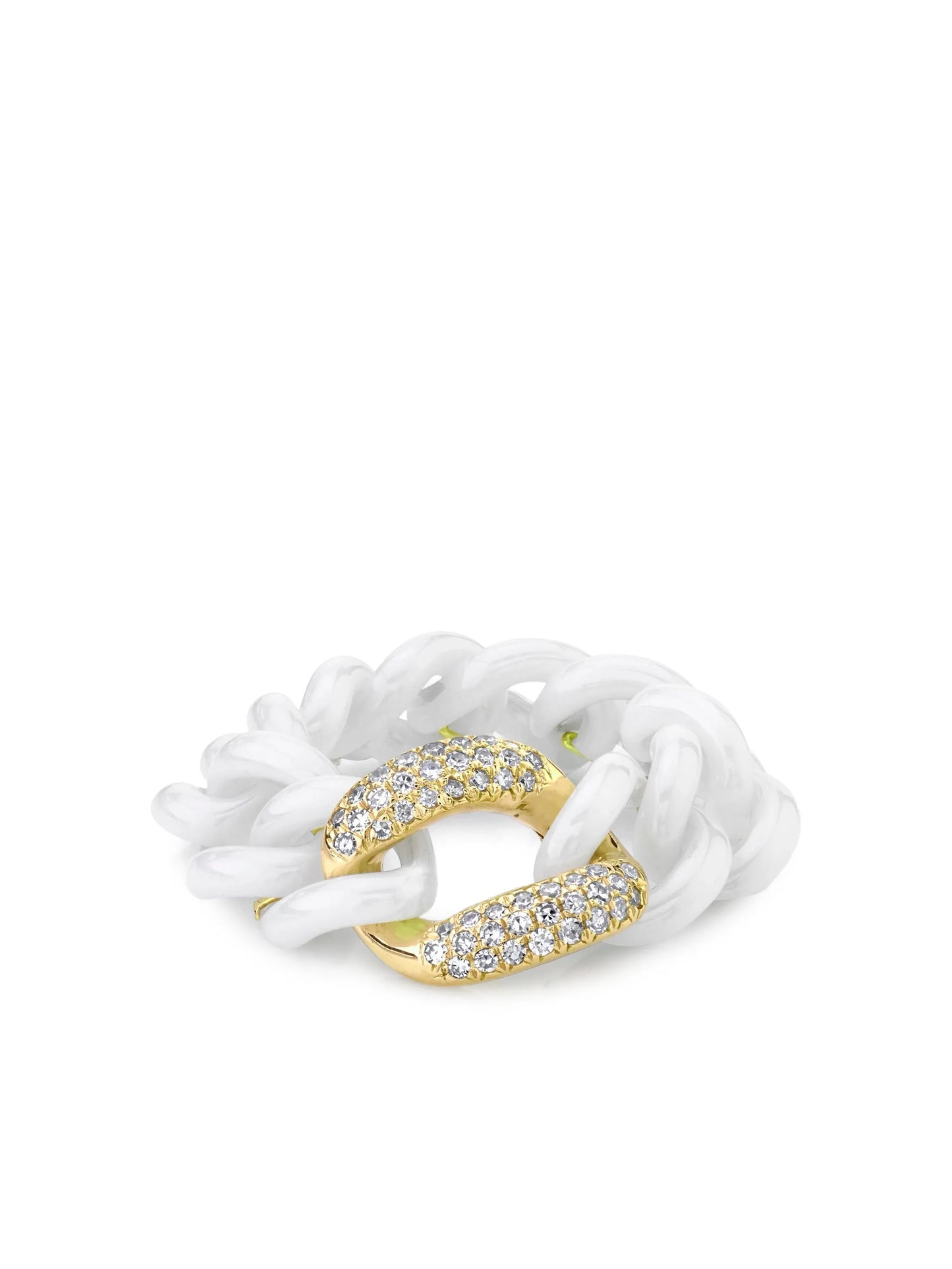 18CT yellow gold medium link diamond ring
