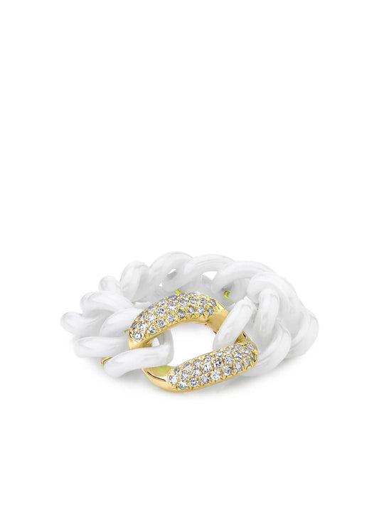18CT yellow gold medium link diamond ring