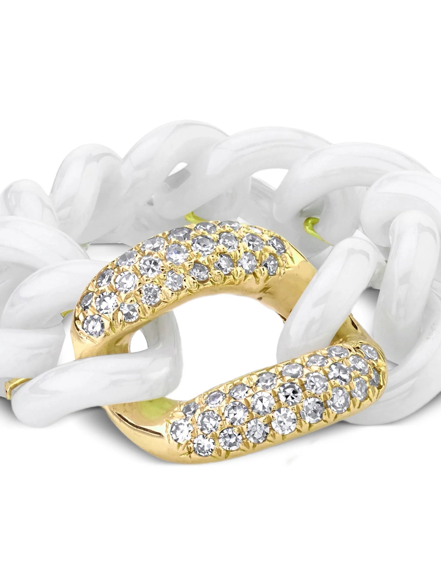 18CT yellow gold medium link diamond ring