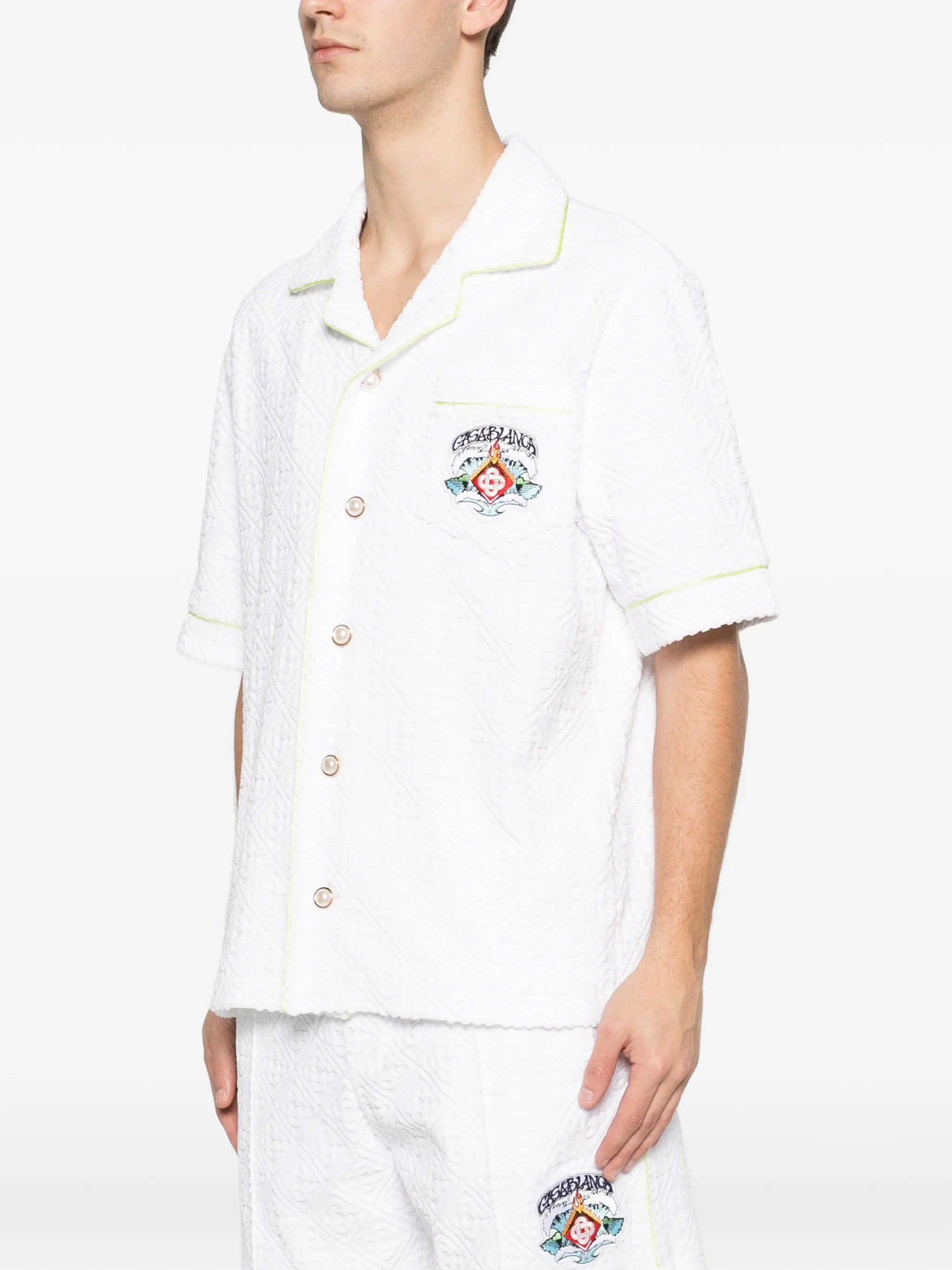 logo-patch terry-cloth shirt
