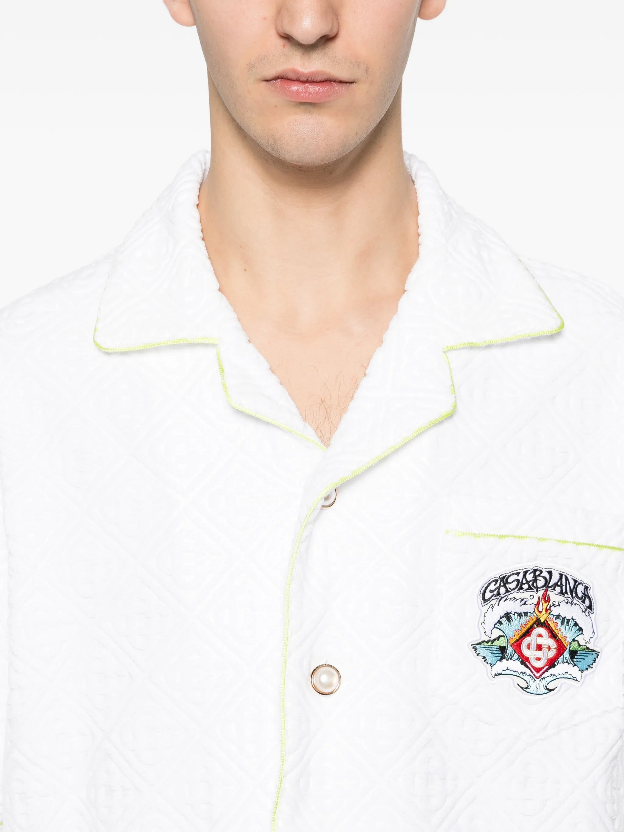 logo-patch terry-cloth shirt