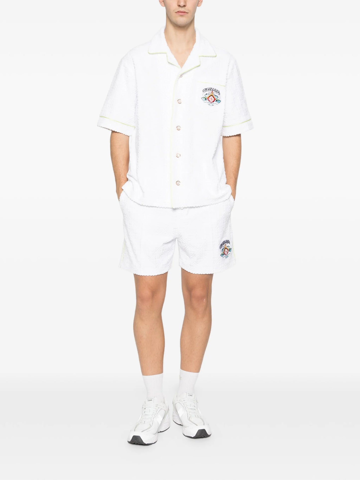 logo-patch terry-cloth shirt