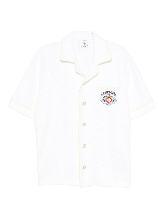 logo-patch terry-cloth shirt