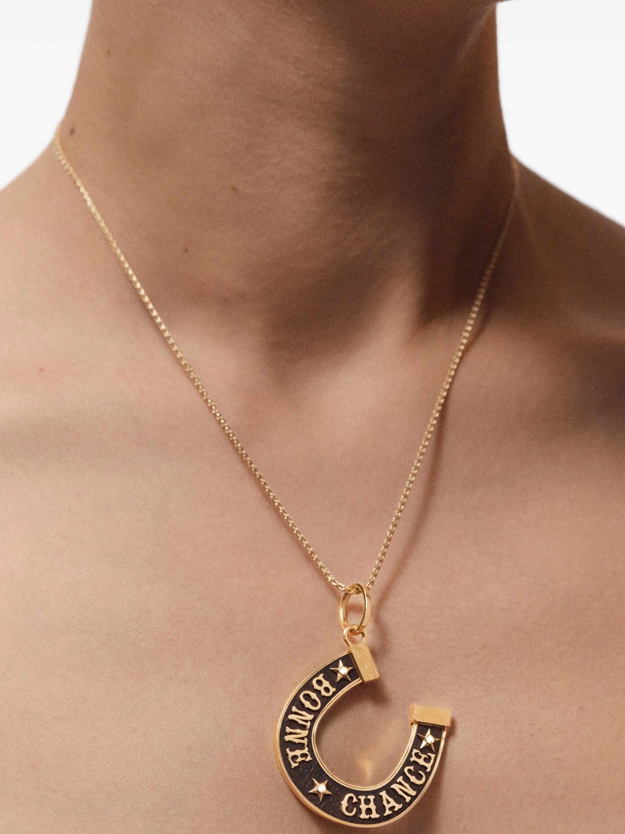 18CT yellow jumbo Bonne Chance ebony pendant
