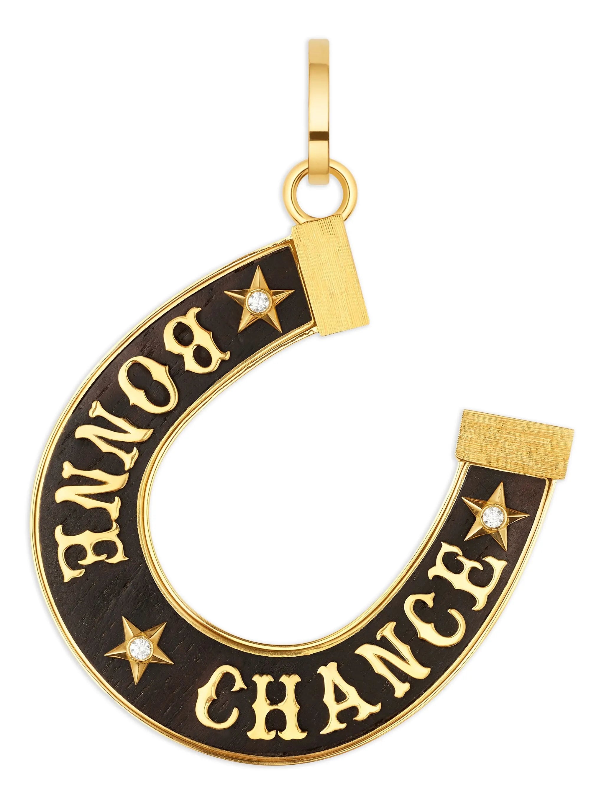 18CT yellow jumbo Bonne Chance ebony pendant
