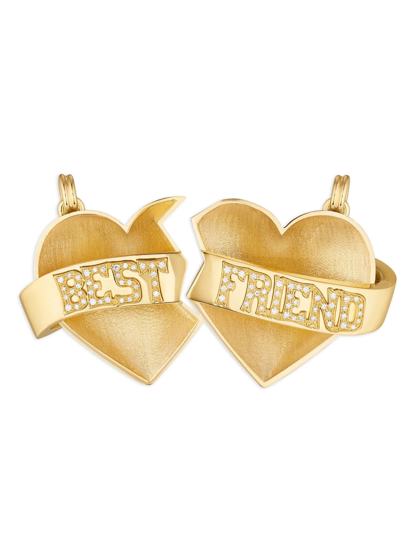 18CT gold Best Friends diamond hearts charms (set of two)