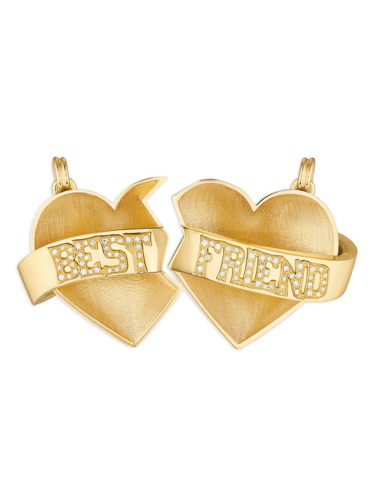 18CT gold Best Friends diamond hearts charms (set of two)