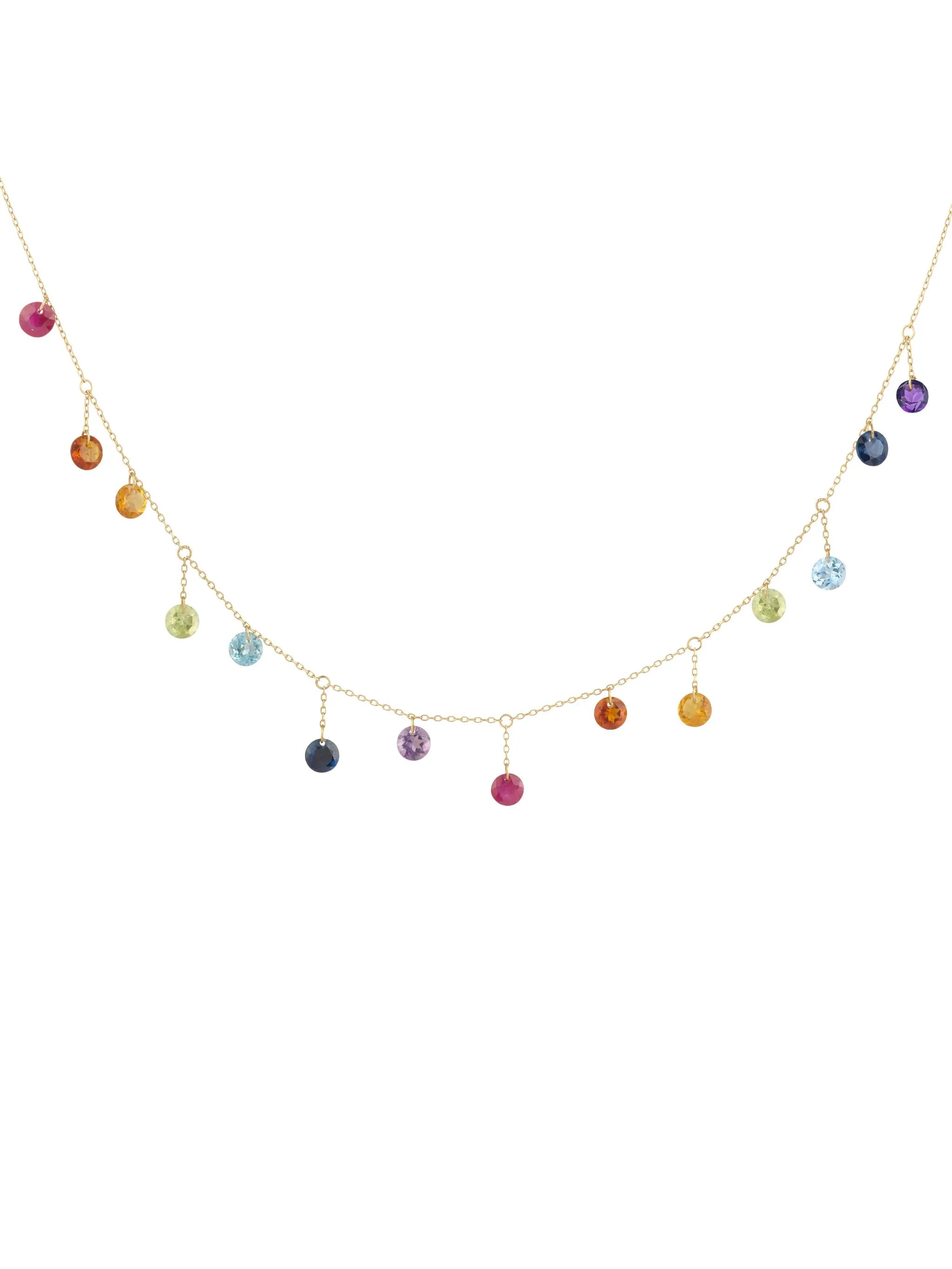 18CT yellow gold precious stones necklace