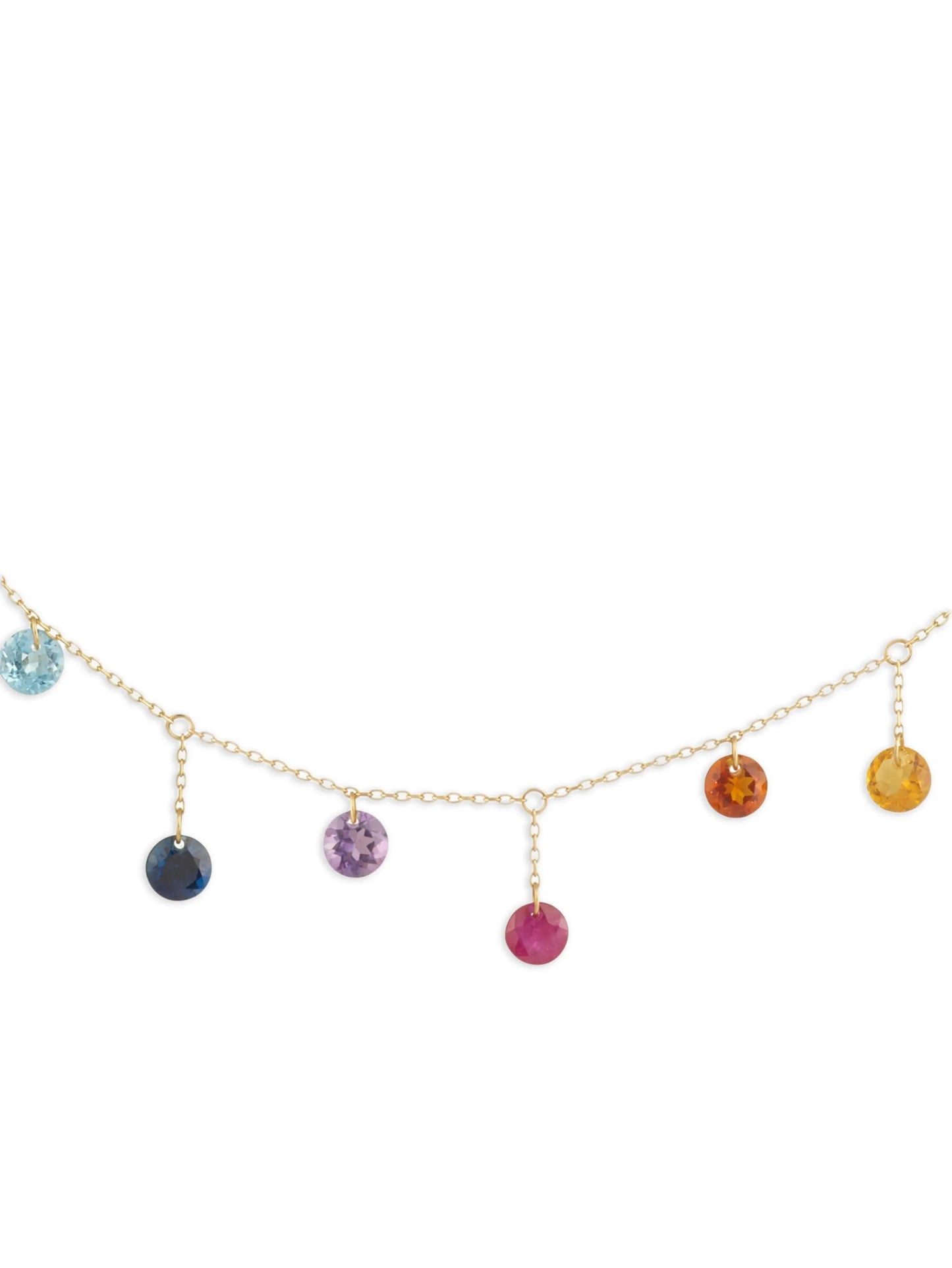 18CT yellow gold precious stones necklace