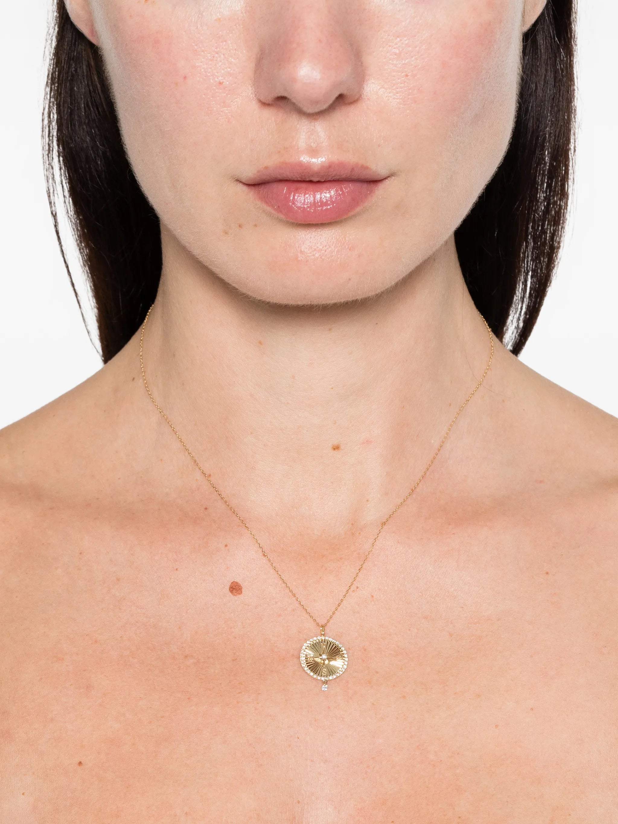 18K Yellow Gold compass diamond necklace
